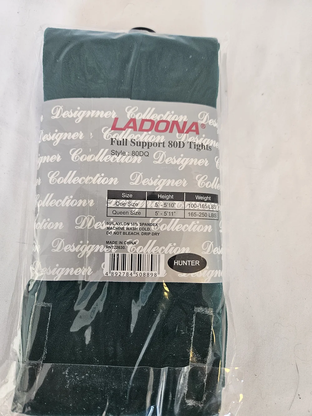Ladona Footless Microfiber Tights in Hunter Green Queen Size